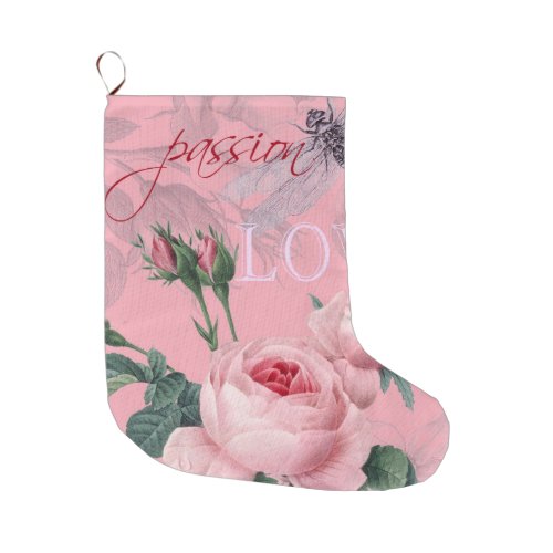 Pin Roses Dragonfly Love Large Christmas Stocking