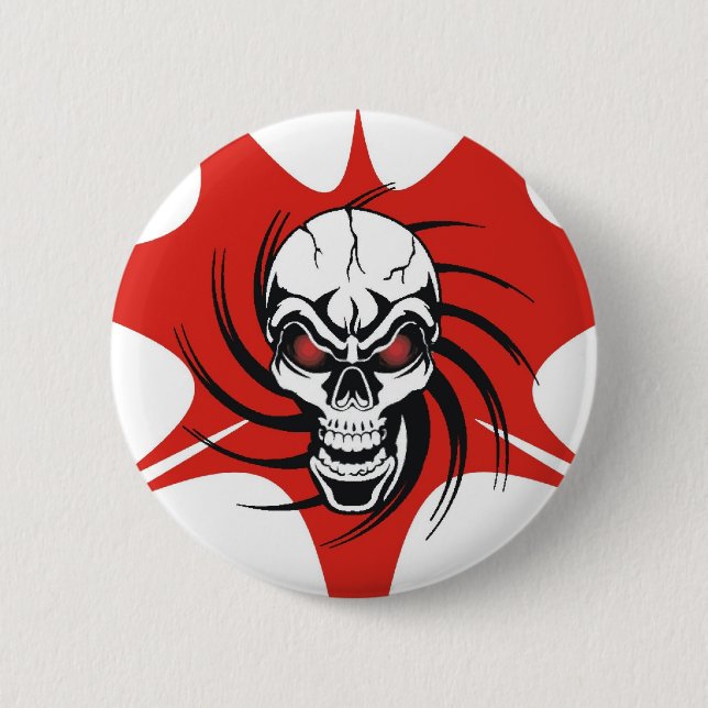 pin-skull pinback button (Front)
