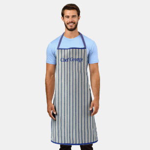 Pin Stripe Apron Name French Style