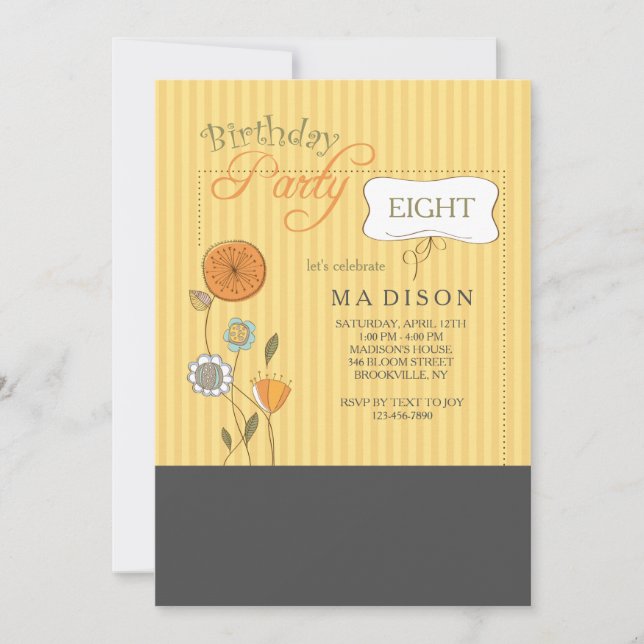 Pin Stripe Flowers Invitation (Front)