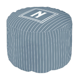 Pin Stripe - Navy + White Pouf