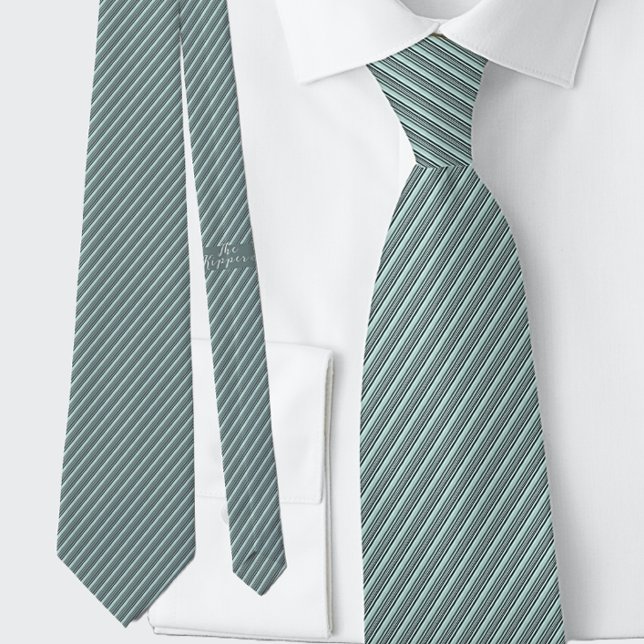 Pin Stripe Teal Black Diagonal Lines Business Neck Tie (Creator Uploaded)