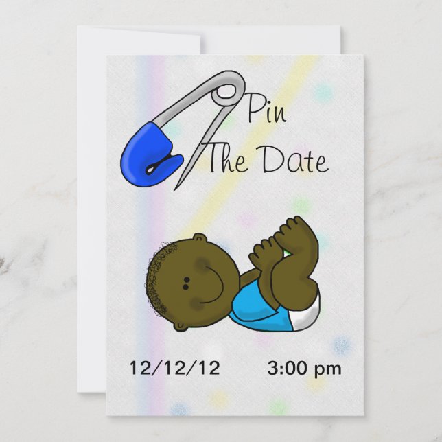 Pin The Date Dark Baby Boy Shower Invitation (Front)