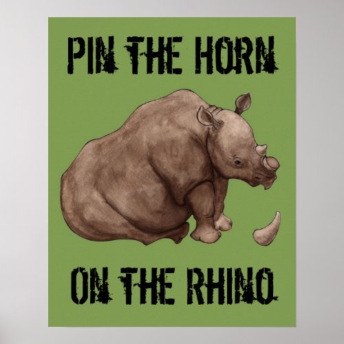 Pin the Horn on the Rhino Poster