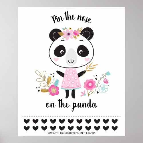 Pin the Nose on the Panda Birthday Party Game Poster