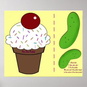 Pin the pickle-baby shower game poster