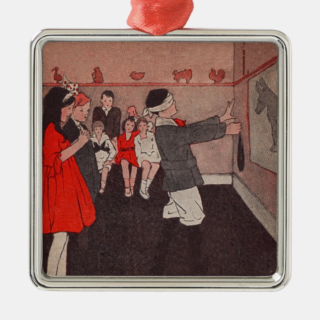 Pin the tail Donkey Metal Ornament (Front)