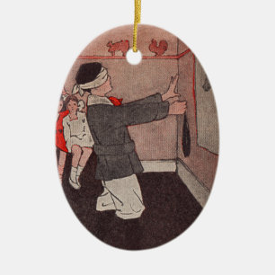 Pin the tail Donkey Vintage Children Ceramic Ornament