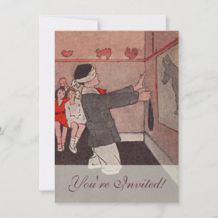 Pin the tail Donkey Vintage Children Invitation