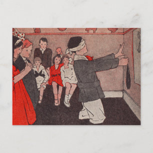 Pin the tail Donkey Vintage Children Postcard