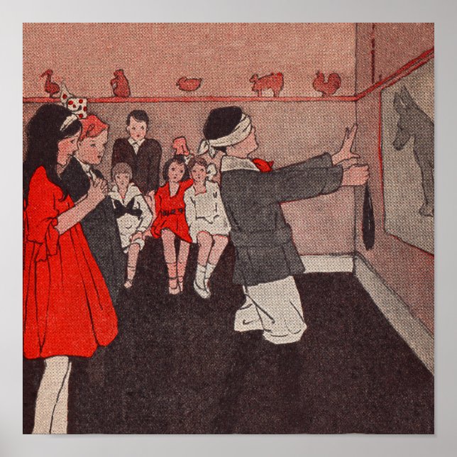 Pin the tail Donkey Vintage Children Poster (Front)