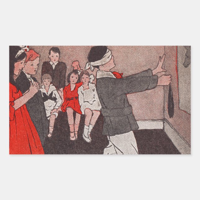 Pin the tail Donkey Vintage Children Rectangular Sticker (Front)