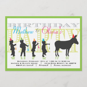 Pin the Tail on the Donkey Birthday Invitation