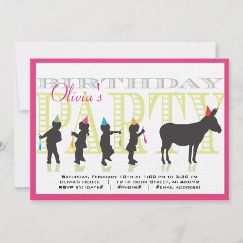Pin the Tail on the Donkey Birthday Invitation