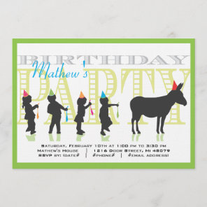 Pin the Tail on the Donkey Birthday Invitation