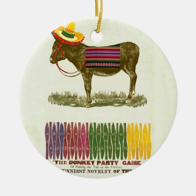 Pin the tail on the Donkey Ceramic Ornament (Front)