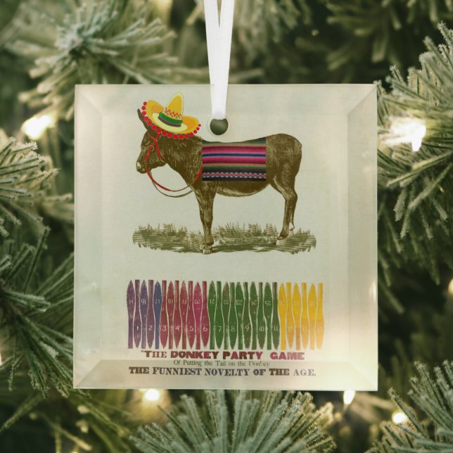 Pin the tail on the Donkey Glass Ornament (Insitu)