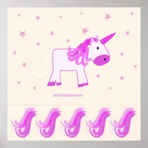 Pin the Tail on the Unicorn Party Game Poster