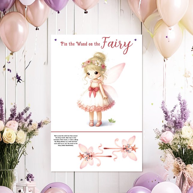 Pin the Wand on the Fairy Birthday Party Game Poster (Pin the Wand on the Fairy Birthday Party Game Poster)