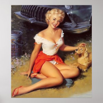 Pin Up And Puppy Poster by RetroAndVintage at Zazzle