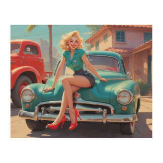 Pin-Up Art Printed On Wood