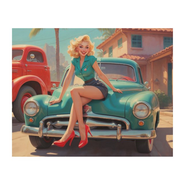 Pin-Up Art Printed On Wood (Front)