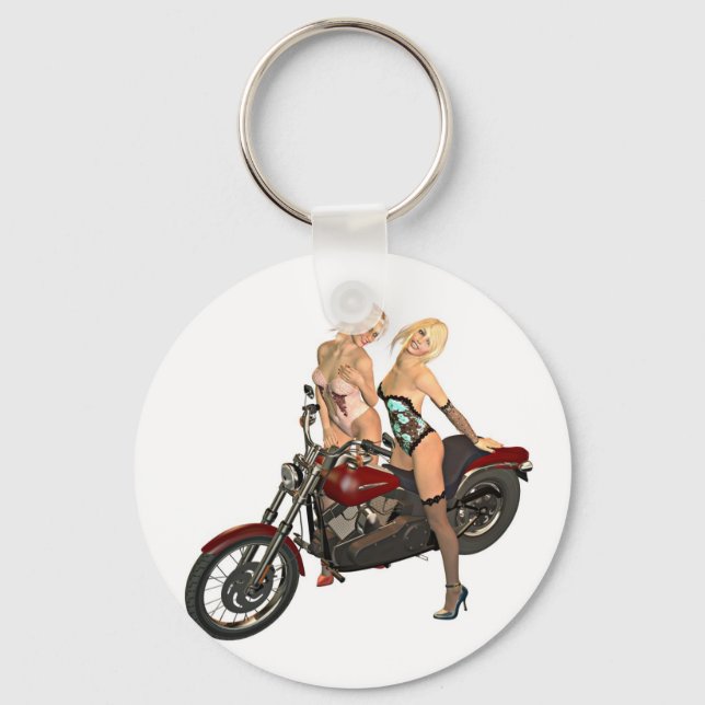 Pin-up biker girls keychain (Front)