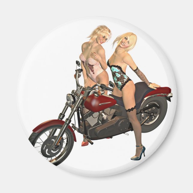 Pin-up biker girls magnet (Front)