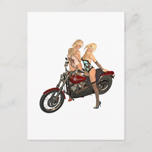 Pin-up biker girls postcard (Front)