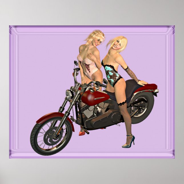 pin-up biker girls poster (Front)