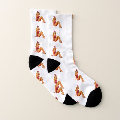 Pin up Christmas girl Socks