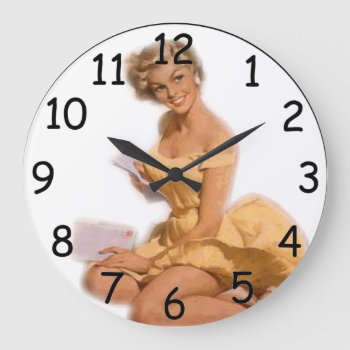Pin Up Classie Blonde Clock by VintageBeauty at Zazzle
