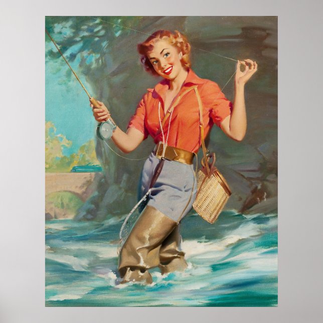 Pin-Up Fly Fishing Art Poster (Front)