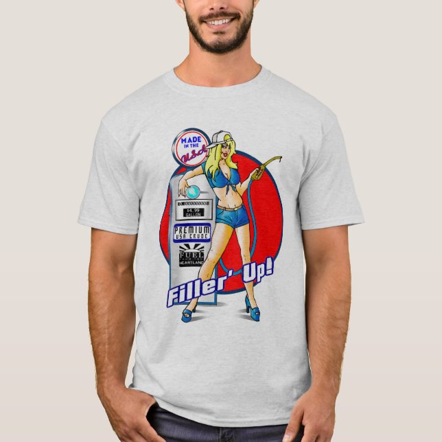 Pin Up Gas Pump Attendant T-Shirt (Front)