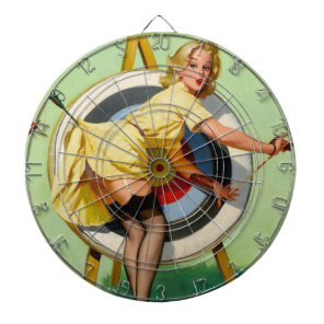 Pin Up Girl Archery Bulls-Eye Vintage Poster Dart Board