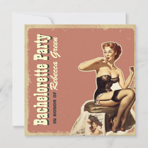 pin up girl bachelorette party lingerie shower invitation