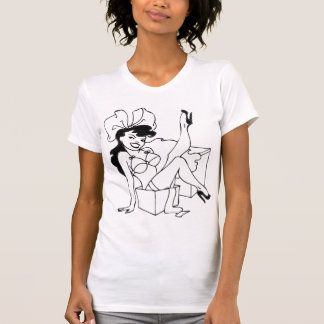 Pin Up Girl Black Hair T Shirt