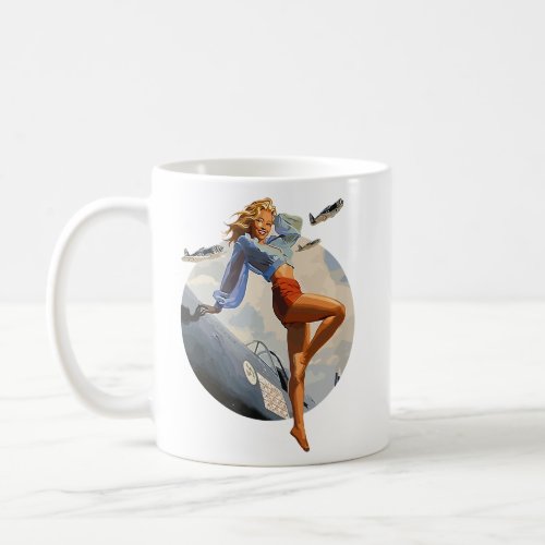 Pin up Girl blonde air force in WW2 40s  Coffee Mug
