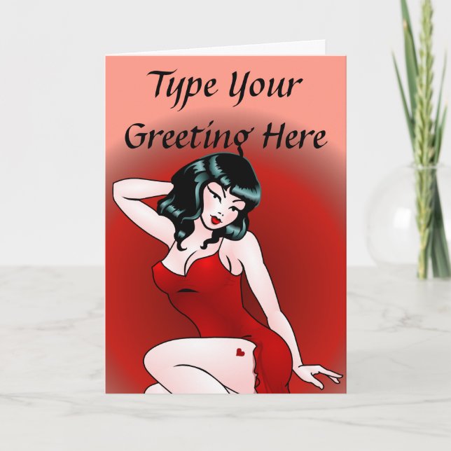 Pin Up Girl Card Personalized Retro Pinup Cards (Front)