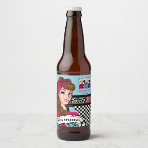 Pin-up Girl, Checkered & Leopard Beer Bottle Label