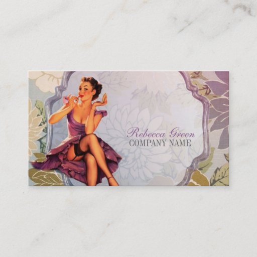 Customizable vintage pin up girl makeup artist business cards
