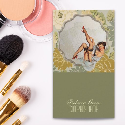 Customizable vintage retro beauty hair salon makeup artist business card templates