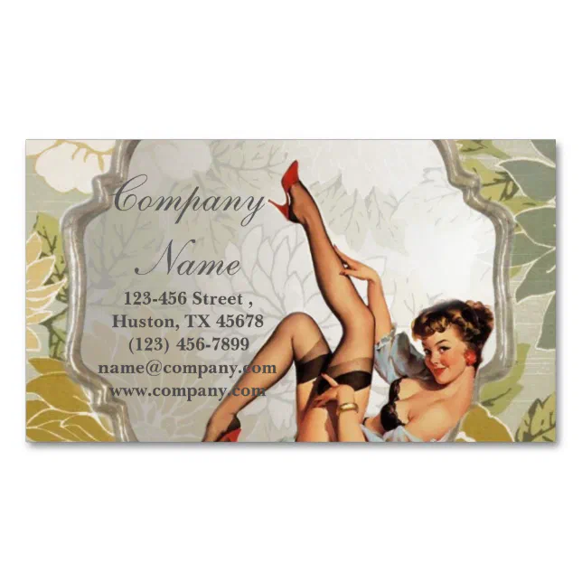 Pin Up Girl Cosmetologist Hair Makeup Artist Magnetic Business Card Zazzle