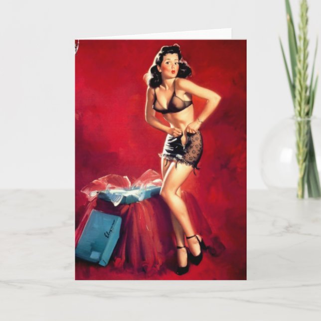Pin-Up Girl Dressing Greeting Card (Front)