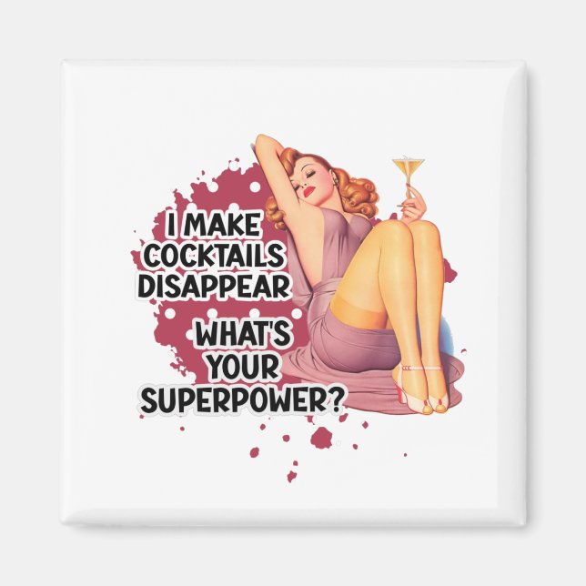 Pin-up Girl Drinking Retro Housewife Humor Magnet (Front)
