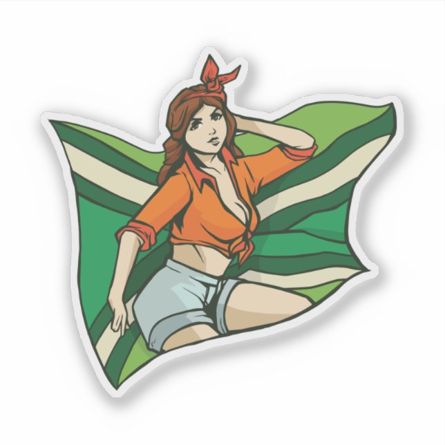 Pin-up Girl Flag Sticker (Front)