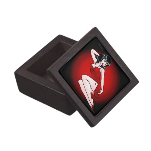 Pin Up Girl Gift Box 50s Retro Pinup Jewelry Box