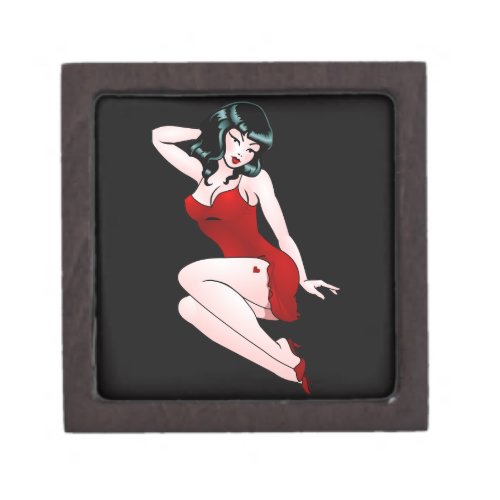 Pin Up Girl Gift Box 50s Retro Pinup Jewelry Box