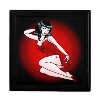 Pin Up Girl Gift Box 50s Retro Pinup Jewelry Box