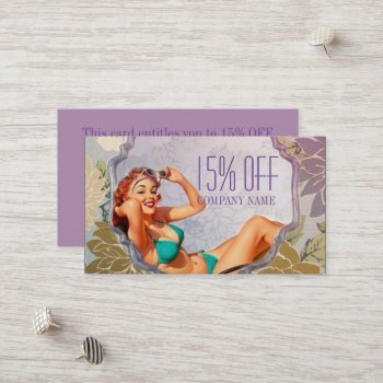 Pin Up Girl Hair Makeup Stylist Tanning Salon Discount Card by businesscardsdepot at Zazzle